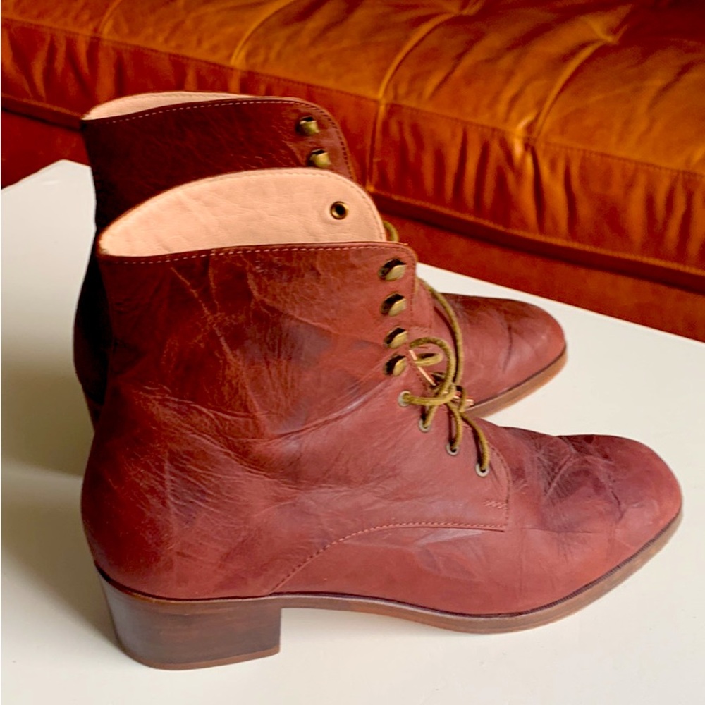 Christy Dawn Lace-up Leather “Dawn” Boots - Mahogany